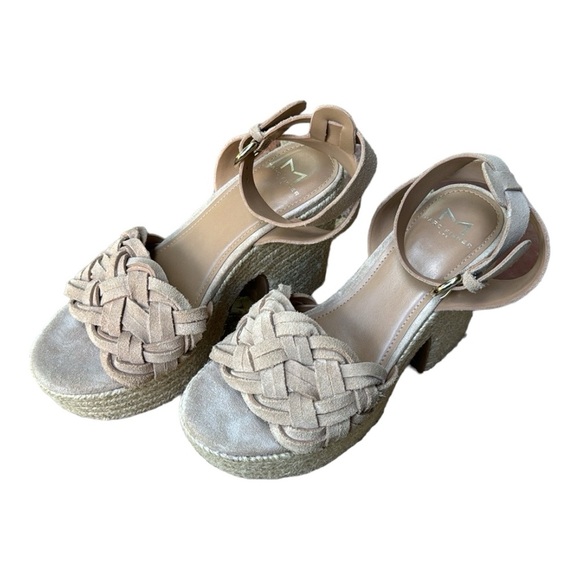Marc Fisher ODILIA ESPADRILLE PLATFORM SANDAL Size7 M Natural Suede EUC - Picture 1 of 16